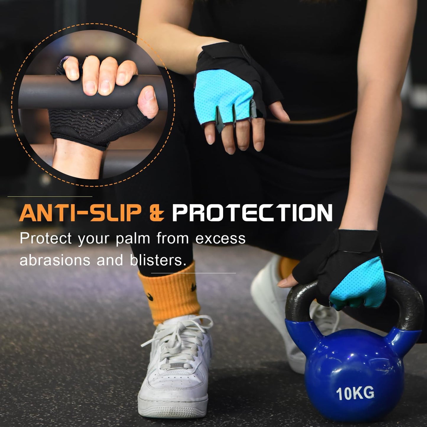 Sunnex Gym Gloves - Fingerless, Breathable Workout Gloves for Weightlifting, Sports & Training