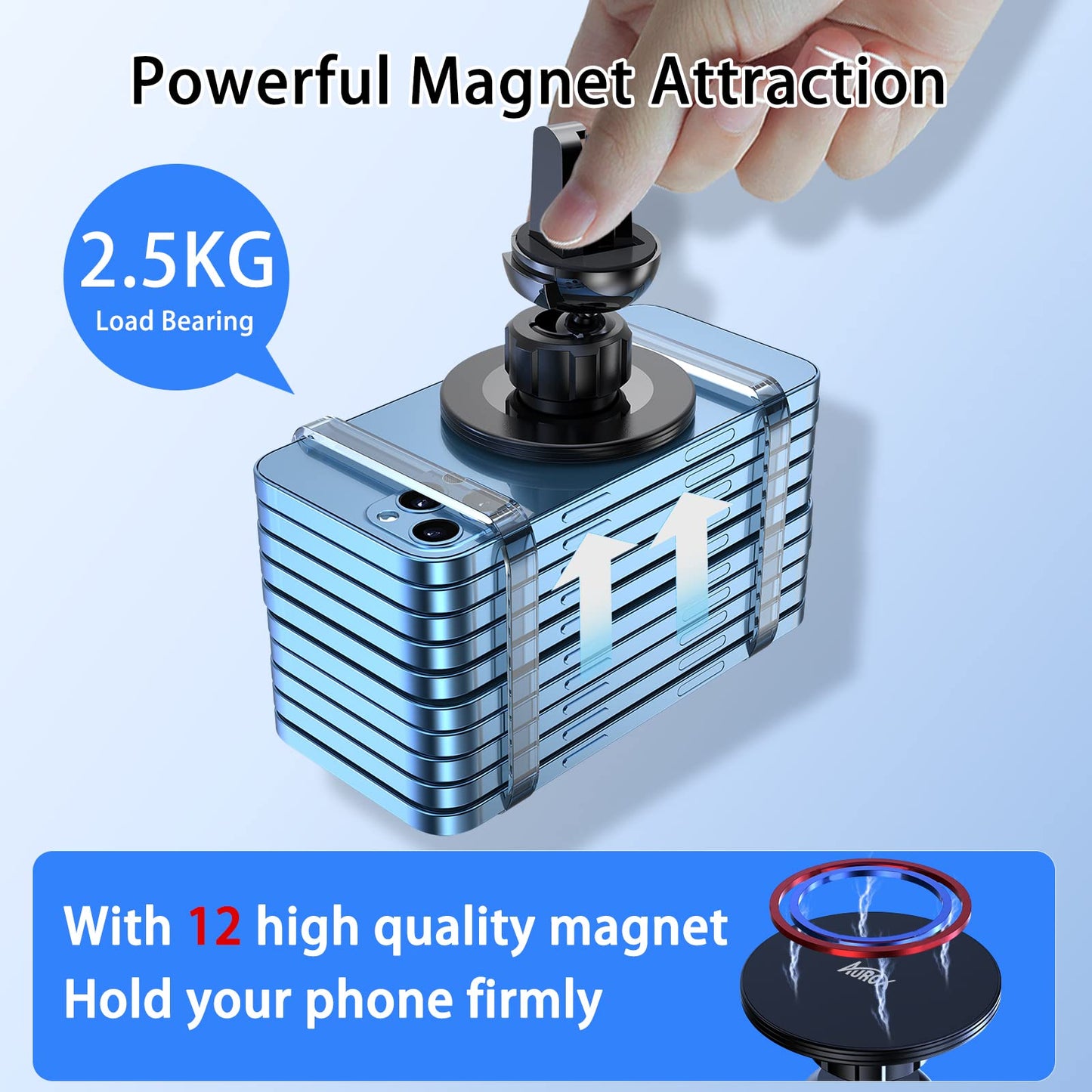 Aurox Phone Mount For Car Compatible With Magsafe Car Mount For Iphone 15 14 13 12 Series 360 Adjustable Car Phone Holder Mount