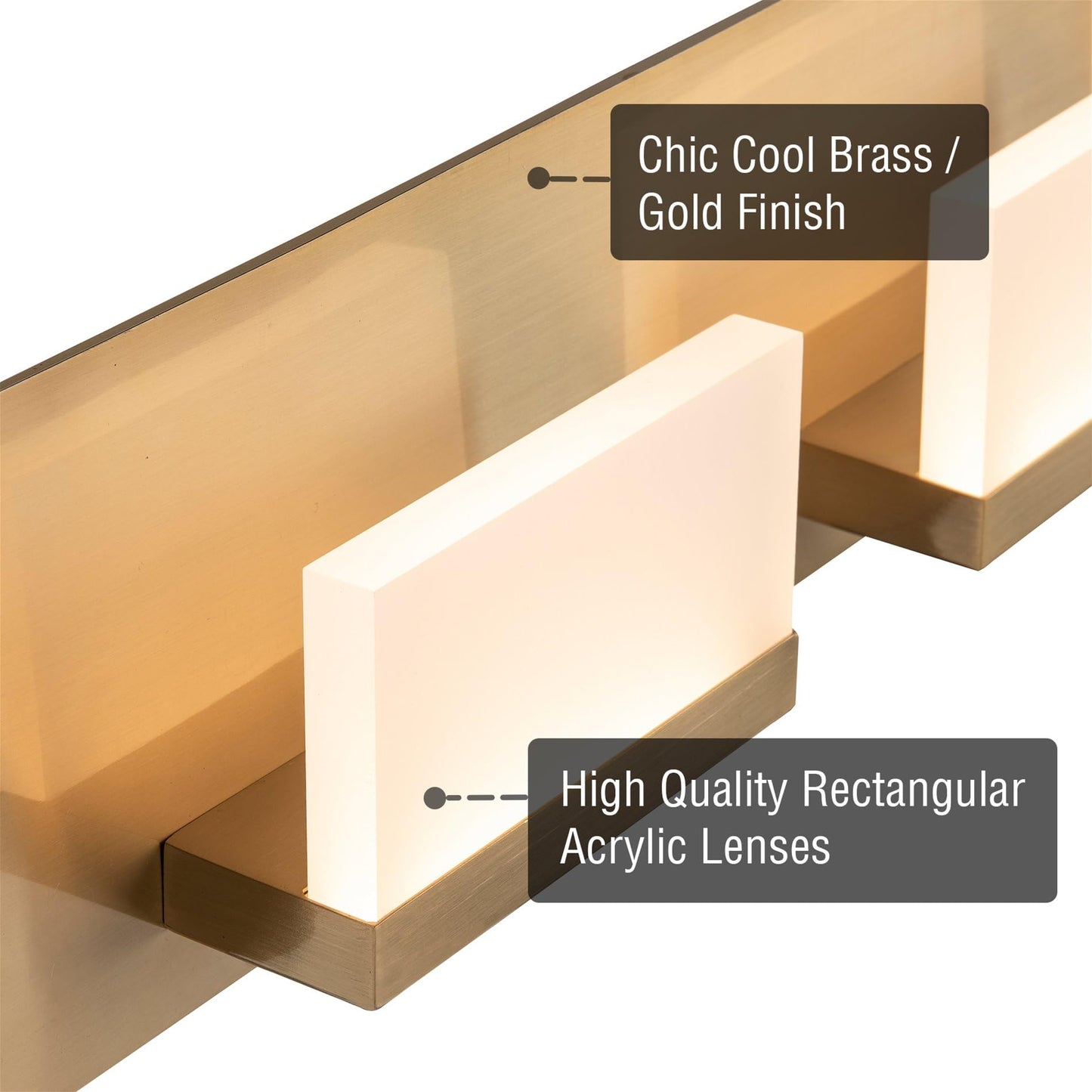 Kira Home 48in Modern 6-Light Bathroom Vanity Light, Cool Brass Finish, Metal, RV-WB9266-CB, 3000k Warm White Light