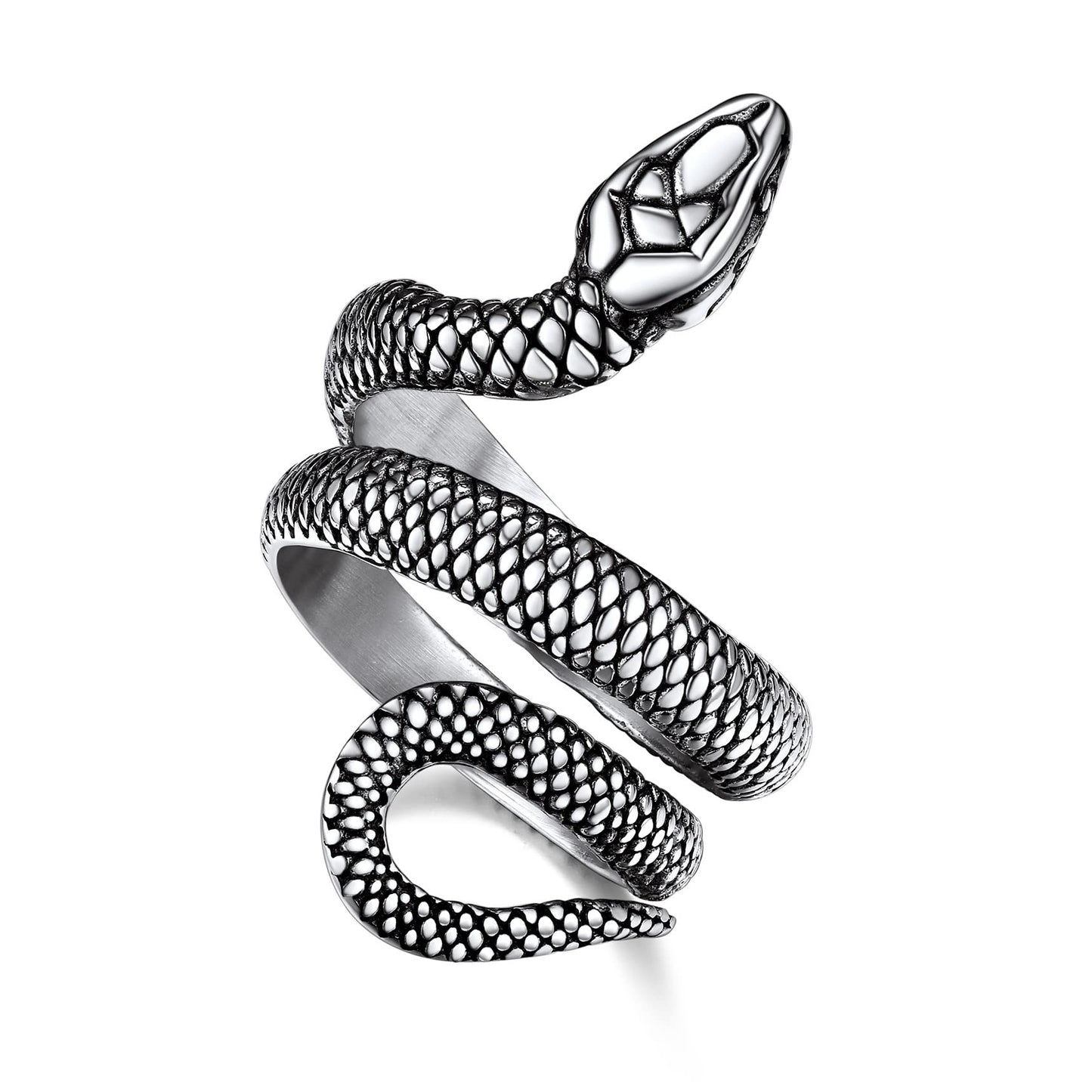 Bestyle Vintage Stainless Steel Snake Ring for Women Men Adjustable Cool Rings Snake Jewelry Gothic Punk Finger Rings Fashion Ha