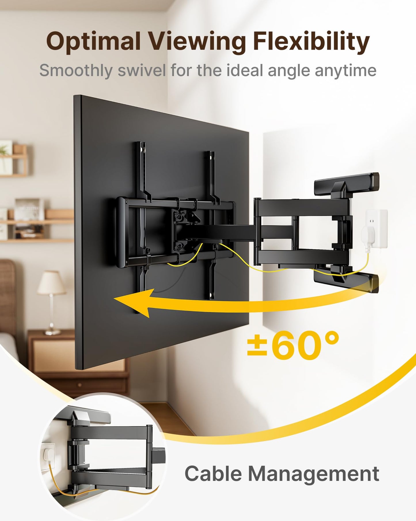 monTEK Full Motion TV Wall Mount for 43"–95" TVs, Pre-Assembled & up to150lbs, Heavy Duty TV Mount Bracket with Tool-Free Tilt/Swivel/Extension, Max VESA 800x400, Fits 16"/18" Studs