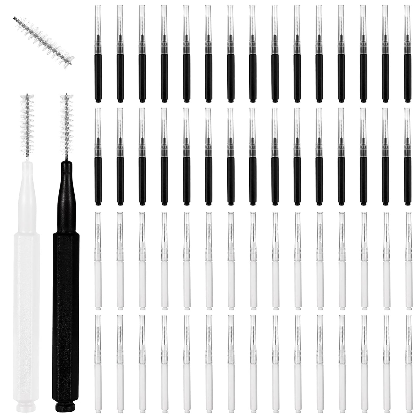 60PCS Micro Eyebrow Brush With Cap, Brow Lamination Brush Eyebrow Brush with Cap Eyebrow Spoolie Brush Portable Mini Spoolies fo