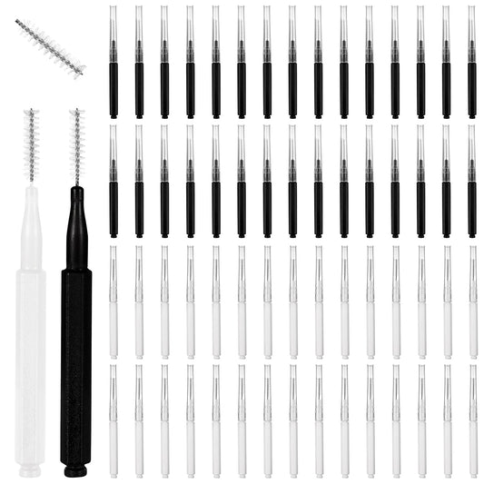 60PCS Micro Eyebrow Brush With Cap, Brow Lamination Brush Eyebrow Brush with Cap Eyebrow Spoolie Brush Portable Mini Spoolies fo