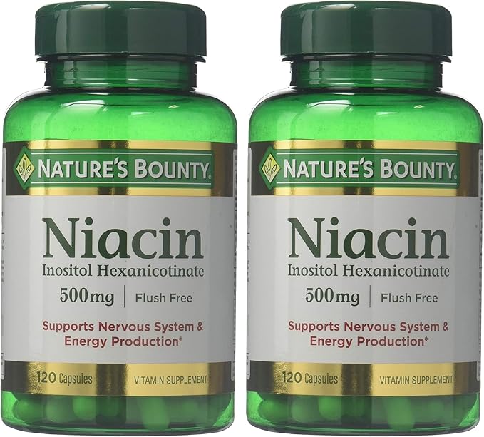 Nature's Bounty Flush Free Niacin 500 Mg, 240 Capsules (2 X 120 Count Bottles)