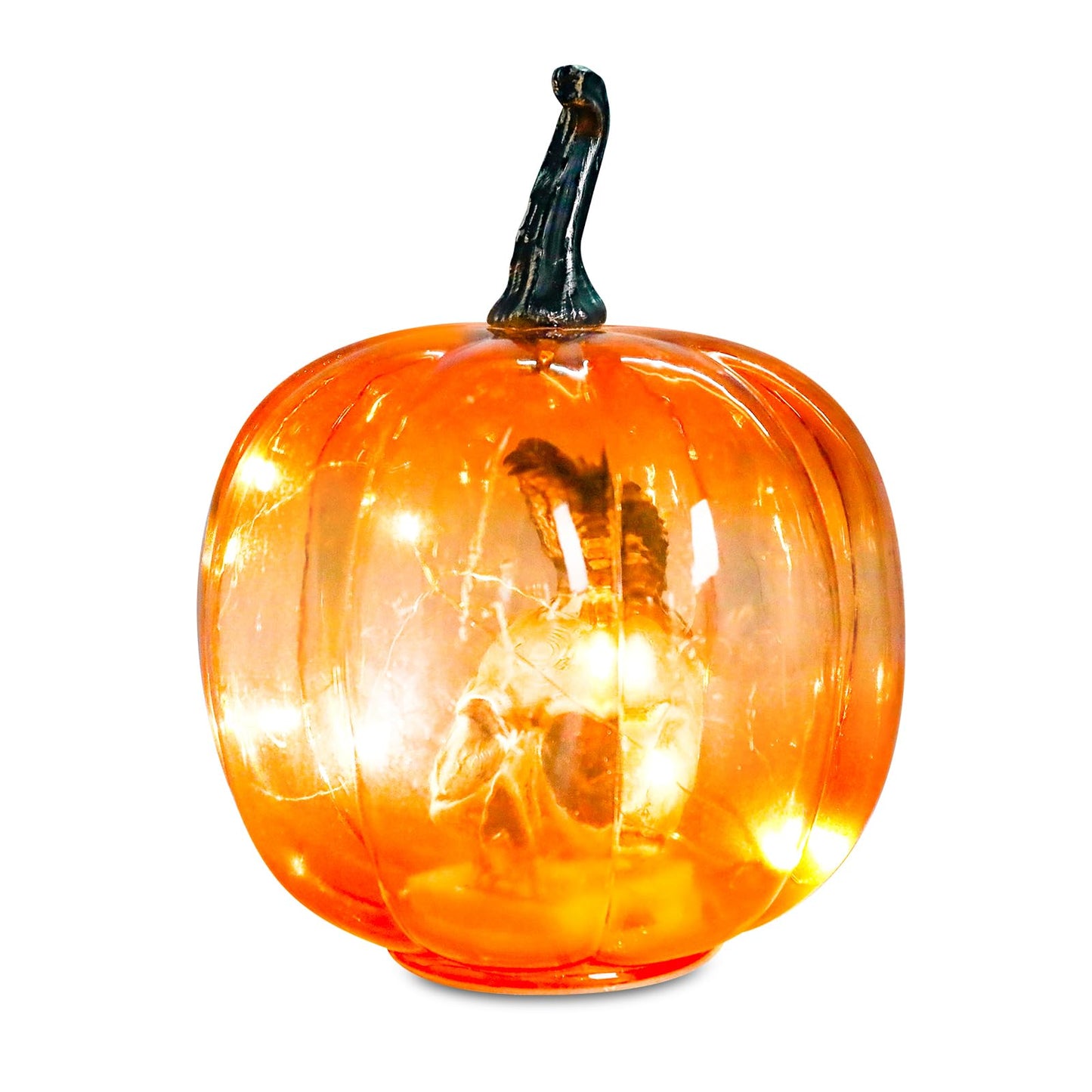 Ovewios Halloween Pumpkin Lights  Light Up Glass Pumpkins Table Lamps Indoor Home Decoration For Thanksgiving Halloween Party Tabletop Decor