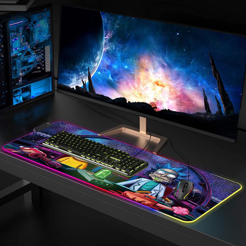 Envysun RGB Gaming Mouse Pad XXL (800x300mm) - Non-Slip Rubber Base, Smooth Surface, 10 LED Modes, Micro-USB | Desk Mat for PC, Laptop, Gaming Accessories (80x30 Rgpinktk)