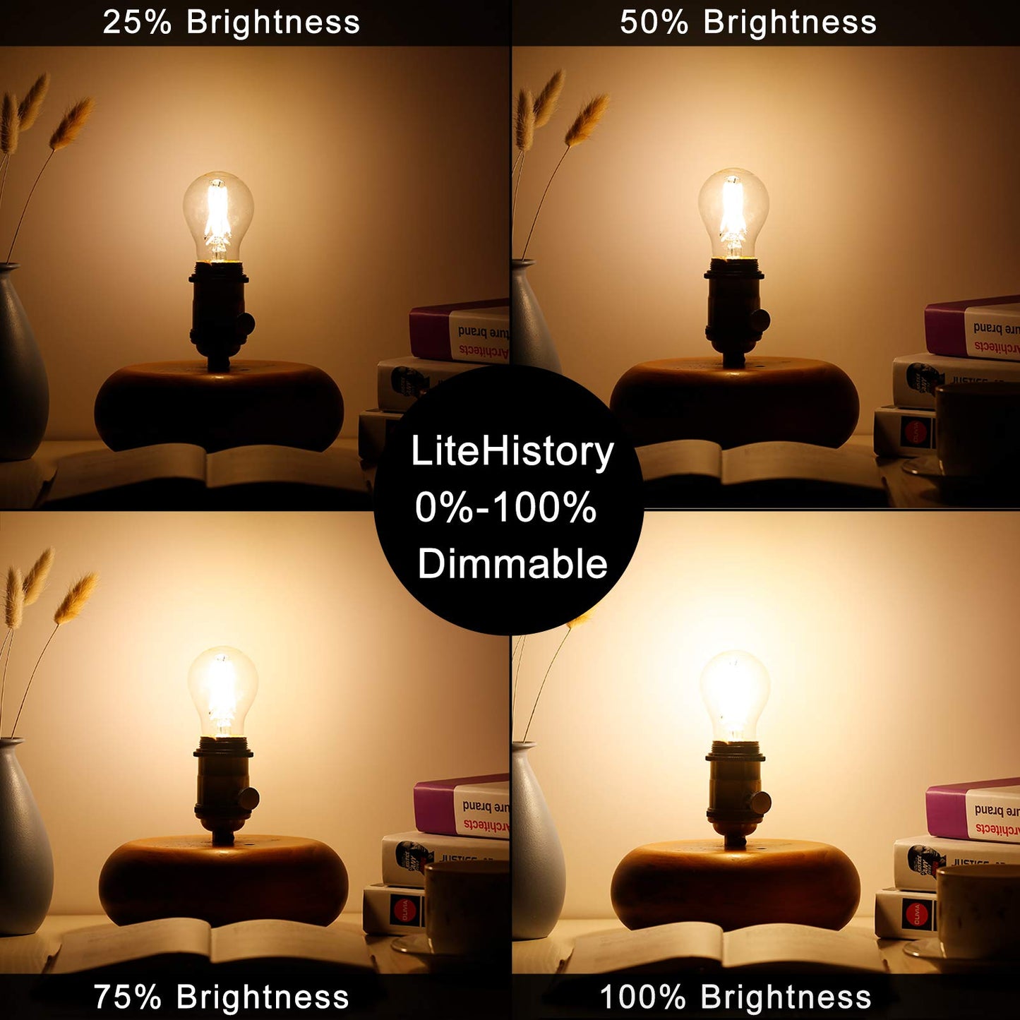 Litehistory A15 Led Bulb 4W (40W Equivalent) Warm White 2700K, Glass, 4 Pack