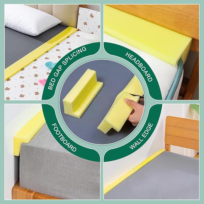 Bed Filler for Headboard, Suitable for Gap 0-1.2" of King Queen Twin Bed, 78.7'' Long Wedge Sleeping Pillow, Foam Bed Mattress Gap Filler