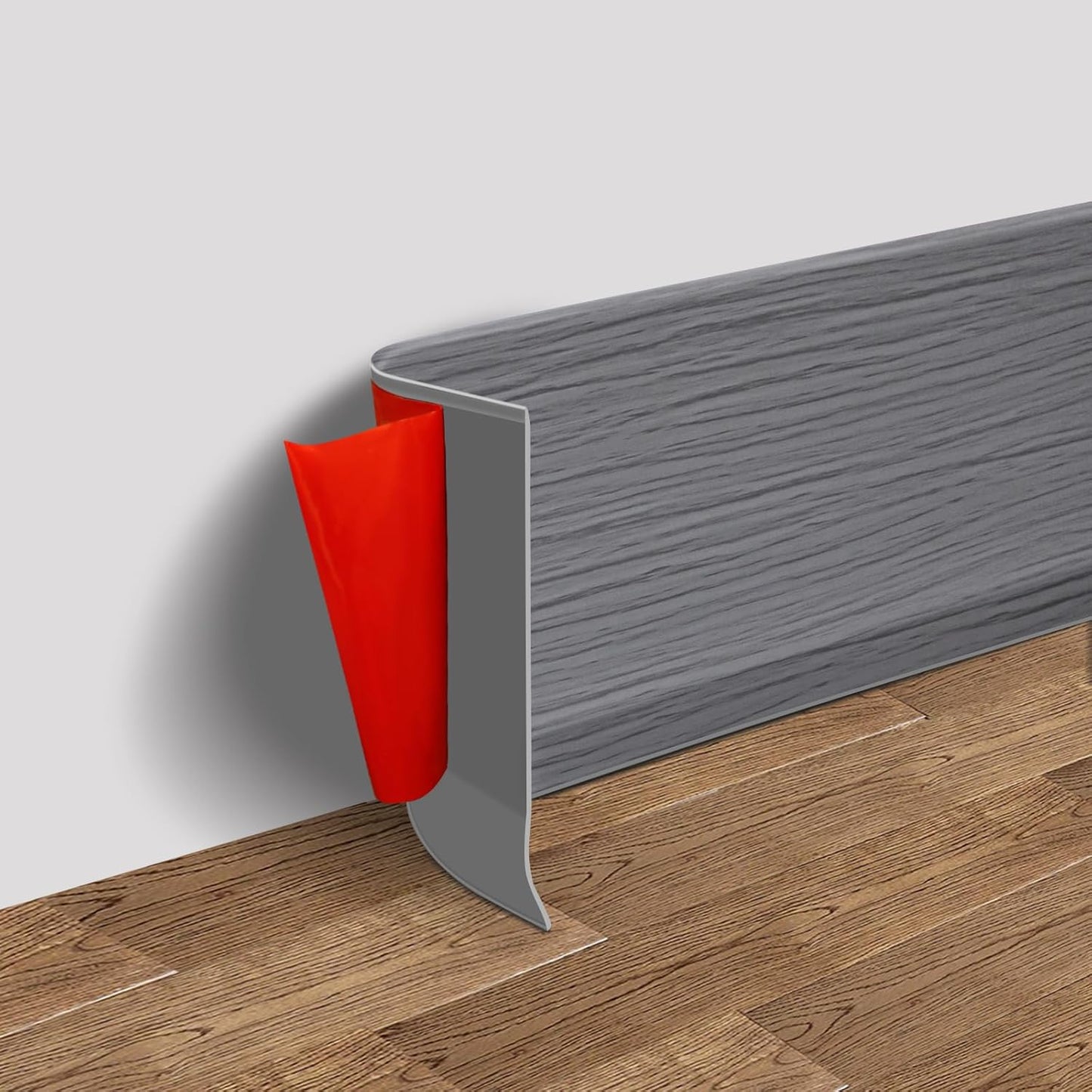 Vinyl Wall Base Baseboard Molding Trim 4" Flexible Self Adhesive Rubber Wall Base Moulding Trim Peel and Stick Design, 4 Inch x 200 Feet, Medium Grey Wood