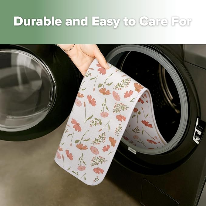 haakaa Waterproof Changing Pad Liners, 100% Cotton, Soft & Breathable (2pcs, 13" x 27.5" Velvet Bloom+Love Leaves)