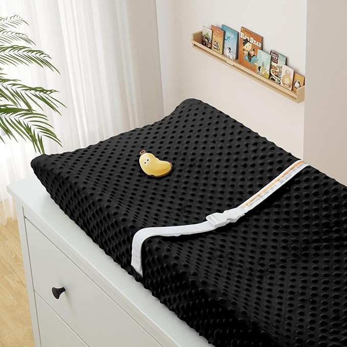 Homiest 2 Pack Changing Pad Cover, White + Black Changing Table Sheets, Ultra Soft Fleece Minky Dot Fabric, Breathable Comfortable Diaper Pad Cover for Girls and Boys, Machine Washable