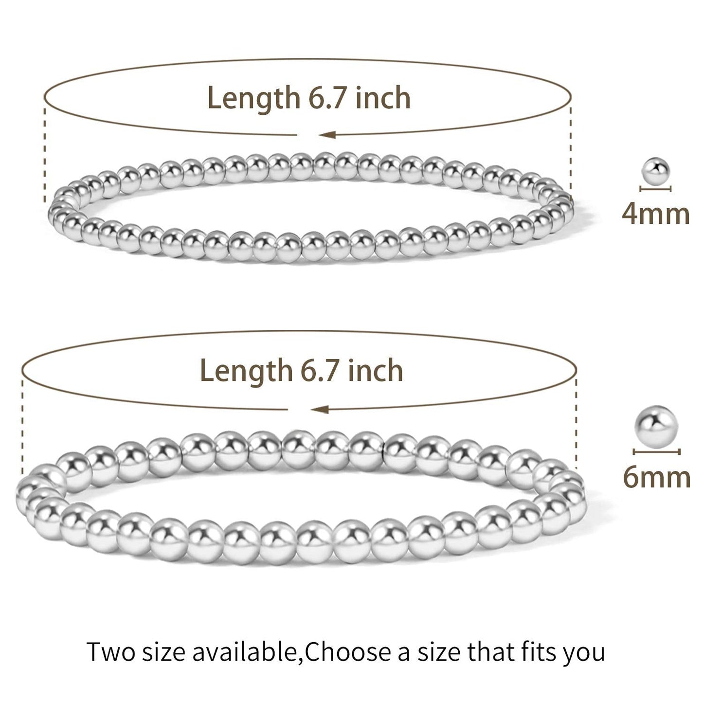 Badu Silver Beaded Bracelets for Women Silver Plated Bracelet Stretchable Adjustable Bracelet