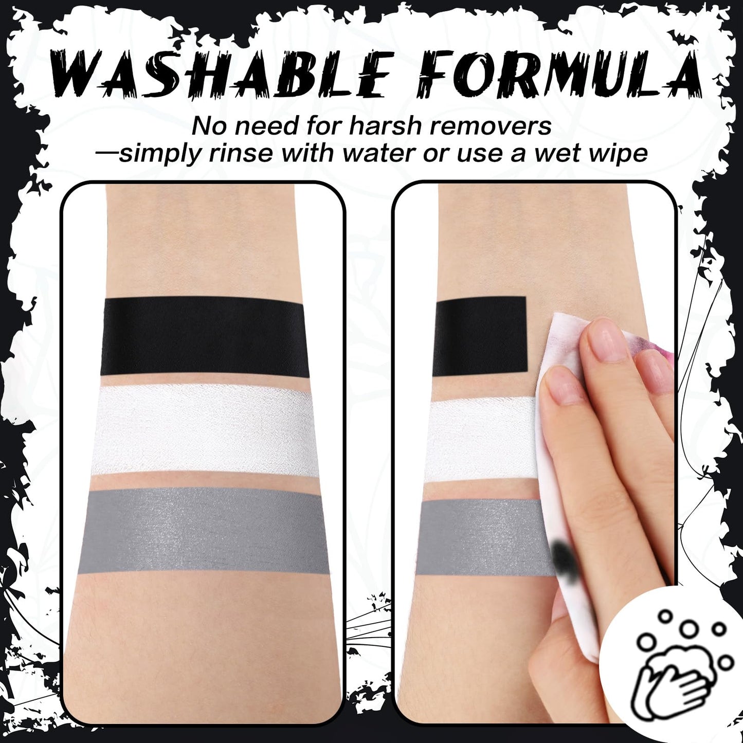 BOBISUKA Grey Face & Body Paint Stick Water-Based Washable Face Paint Makeup Stick for Halloween Skeleton, Skull, Zombie, Vampir
