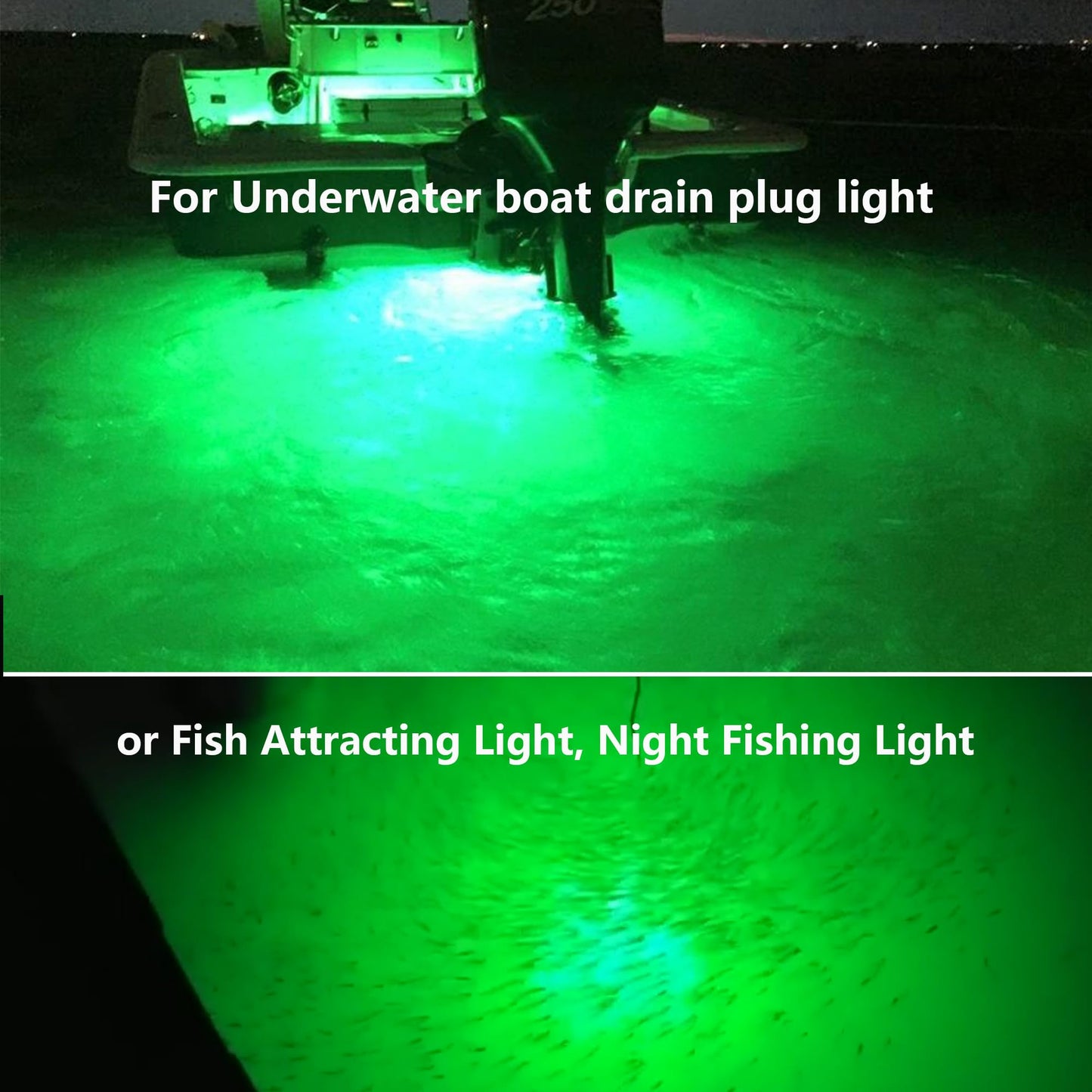 NBWDY Boat Drain Plug Light, 4100LM IP68 LED, Remote Control, Green, 1 Pcs, Bronze Housing