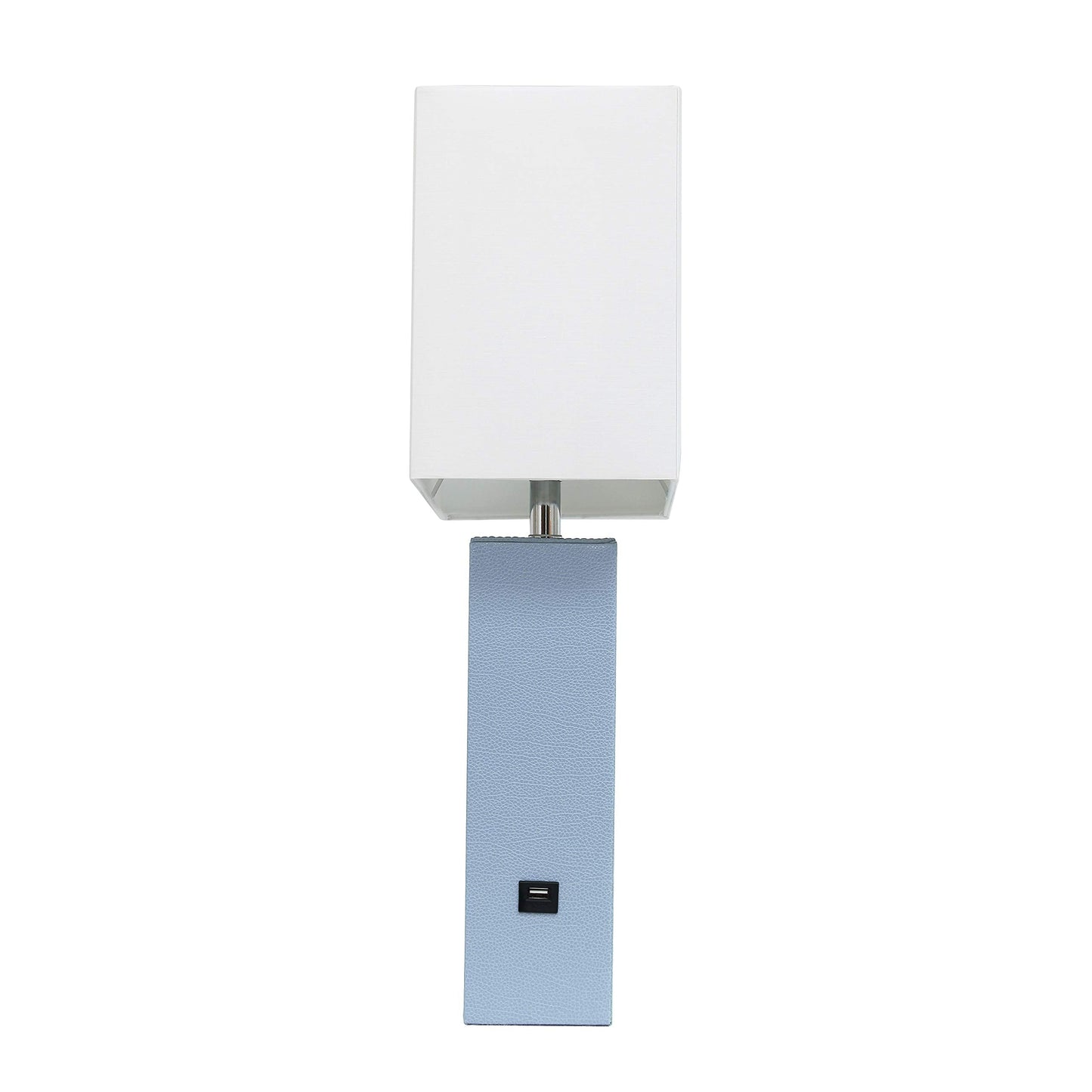 Elegant Designs Modern Leather Wrapped Table Lamp With Usb Port, Periwinkle, Lt1053-Pwk-Lb, Bulb Included