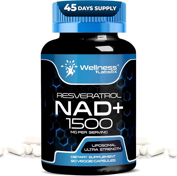 WELLNESS LABSRX Liposomal NAD Supplement, 1500mg - USA Made, NAD Resveratrol Supplement for Women and Men, NAD+ Support Ce...