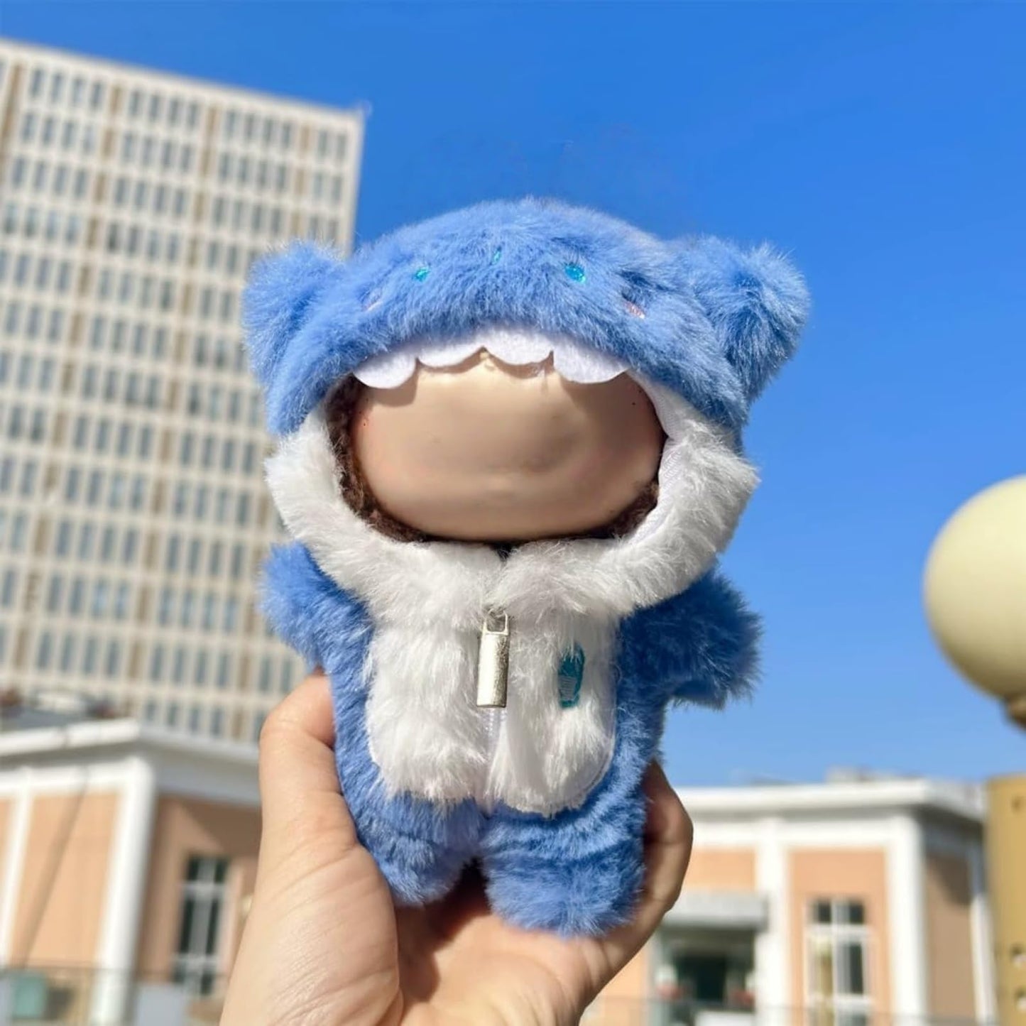 Zimomo Clothes for labubu Dolls - Cute Shark Outfit for 6.7 Inch (17cm) 1-Piece Marine-Themed Costume Accessory, Friends (Doll Not Included) - Perfect for Collectors and Dress-Up (No Doll) (Blue)