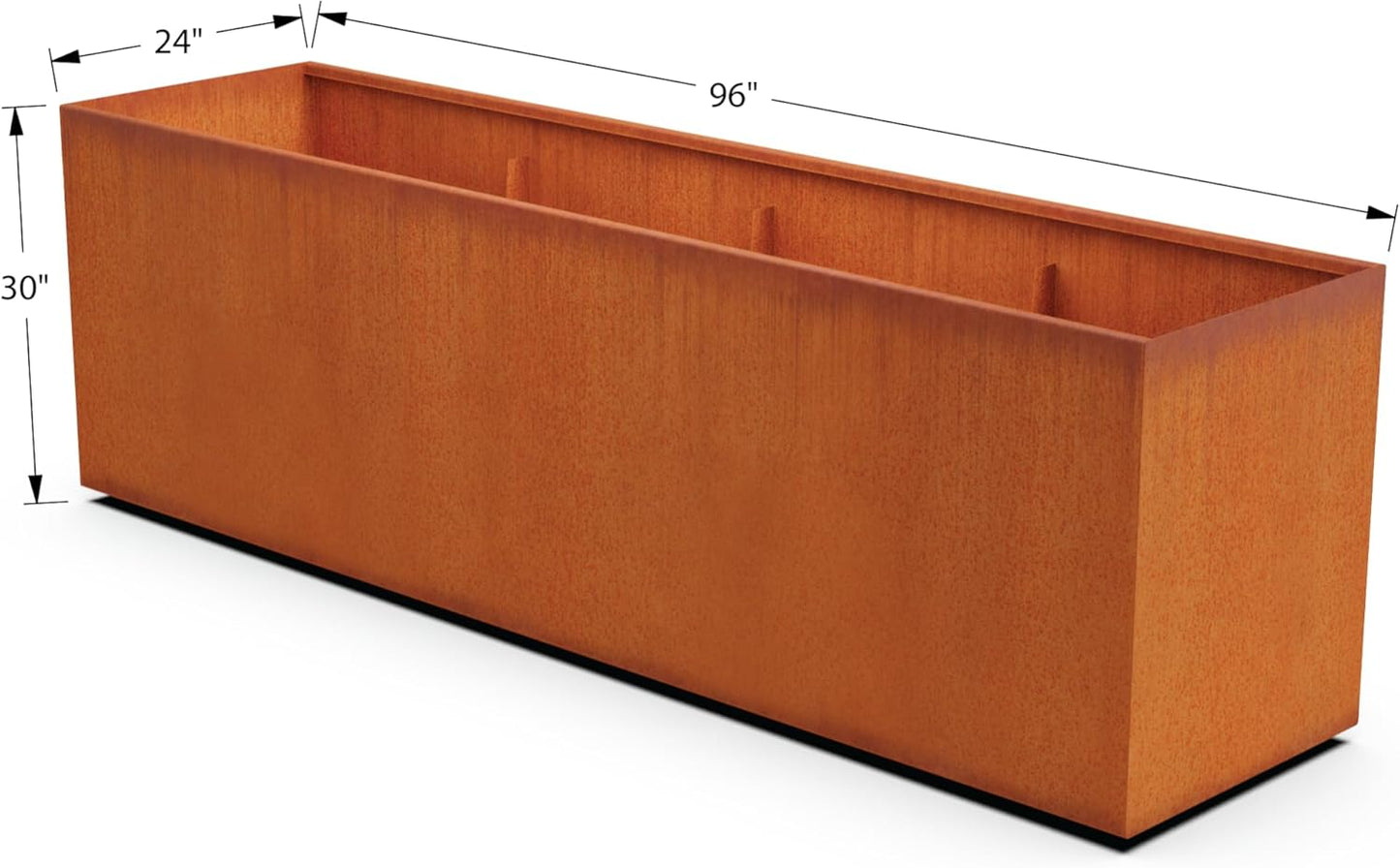 Large Rectangular Planters for Outdoor Plants 96x24x30 Inch Extra Large Corten Steel Planter | Heavy Duty Metal Planter Box for Commercial & Residential Modern Landscapes