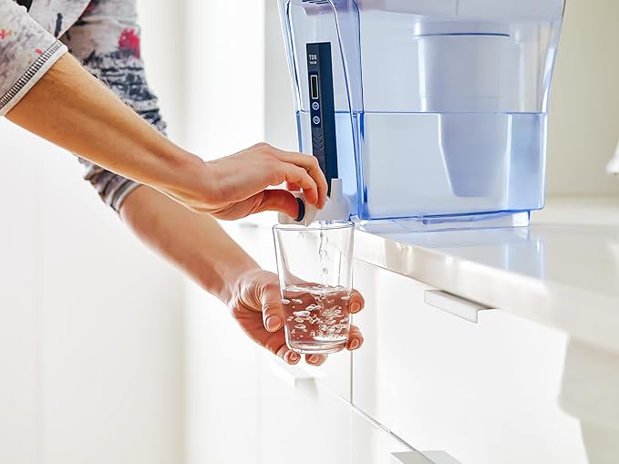 Culligan ZeroWater 23-Cup Ready-Pour 5-Stage Water Filter Dispenser with 5-Stage 0 TDS Water Filter – IAPMO Certified to Reduce Lead, Chromium, and PFOA/PFOS