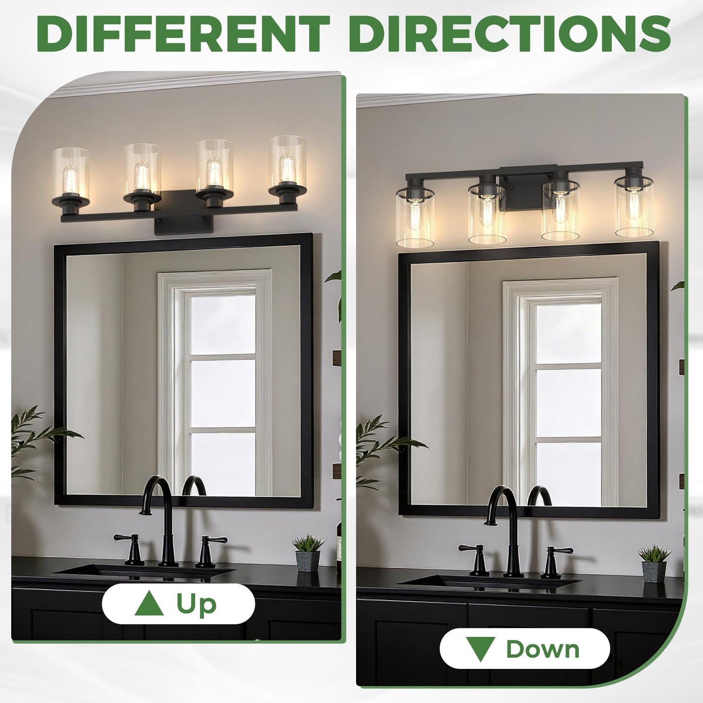 Doresshop Bathroom Light Fixtures  4-Light Matte Black Bathroom Lighting Fixtures Over Mirror With Clear Glass Shade  Vanity Lights For Hallway Living Room Bedroom