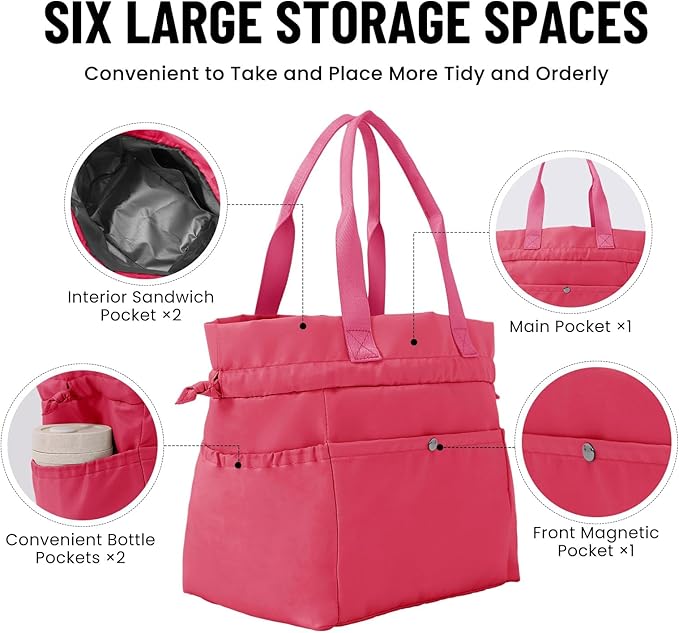 MEXS Lunch Bag for Women Reusable Drawstring Insulated Lunch Box Stain-Resistant Large Cinch Closure Lunch Bags for Work Office
