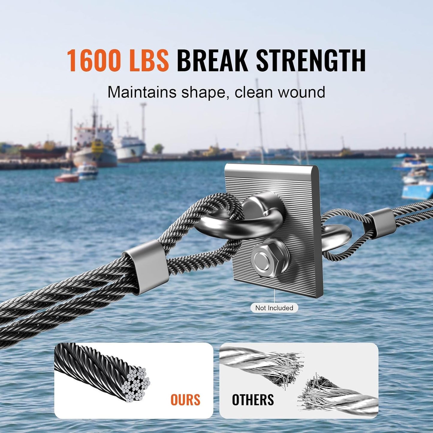 VEVOR 1/8 Black Stainless Steel Cable, 500 FT 316 Black Cable Railing Kit, Cable Railing System Wire Rope with Cutter & Gloves, 7x7 Strands Core Marine Aircraft Cable for Handrail Stair Deck Fence