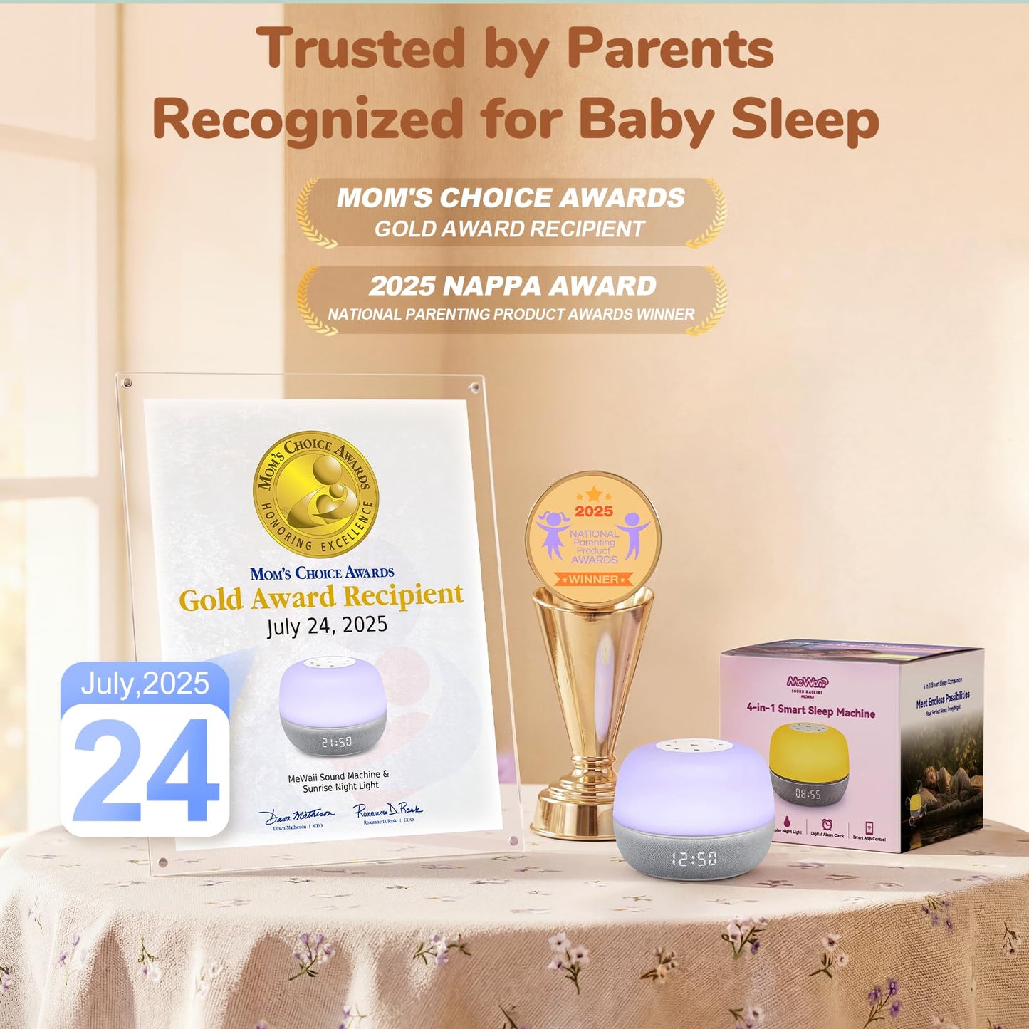 2025 Mom's Choice Awards | Sound Machine Baby White Noise Machine with Sunrise Alarm Clock & App Control – 360° RGB Night Light, Sleep Soother for Adults & Kids, Newborn Essentials Shower Gift