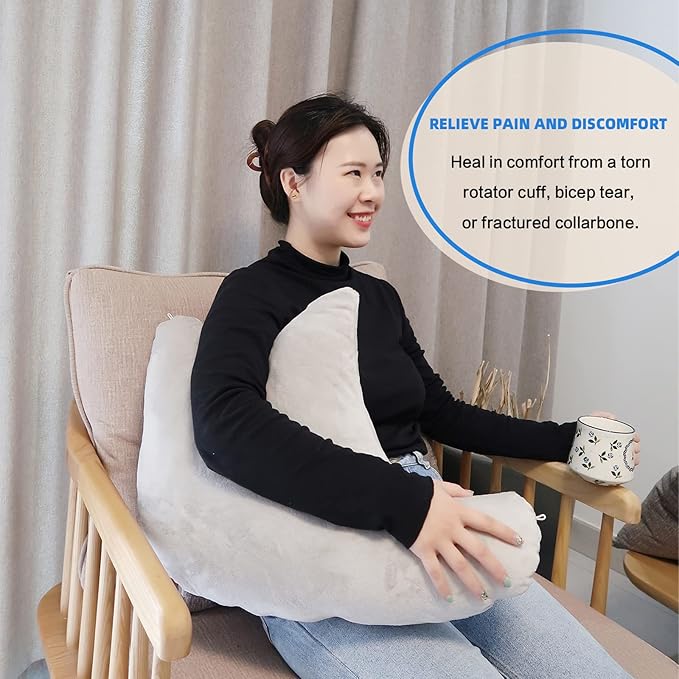 Shoulder Surgery Pillow, Ergonomic Rotator Cuff Pillow, Comfortable Post Shoulder Surgery Pillow, Adjustable Structure Provide Support, Shoulder Pain Relief, Firm and Removable(Grey)