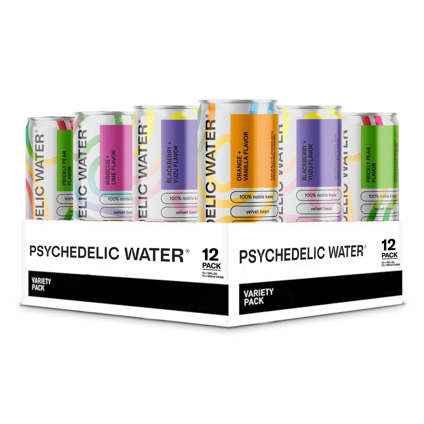 Mood Enhancing Relaxation Drink - Calming Kava Drink - Mucuna Pruriens - Stevia - Gluten Free - Low Calorie - Non fermented-style flavoric Mocktails - Variety Pack - 12 Cans