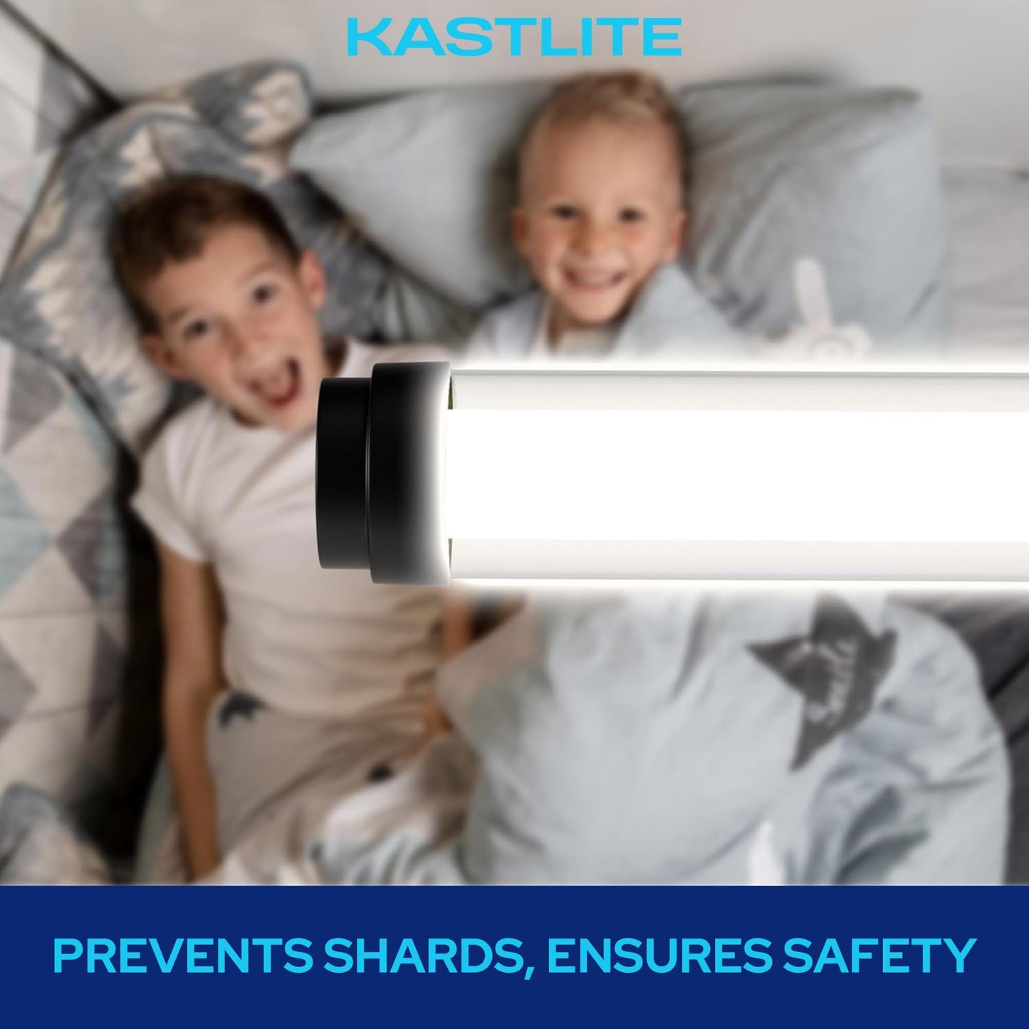 Kastlite T8 Led/Fluorescent Light Tube Guard With End Caps - 46-3/8 Lamp Diffuser Covers & Safety Sleeves  Clear Protective Plastic Bulb Replacement Covering & Overhead Lighting Accessory  Pack Of 6