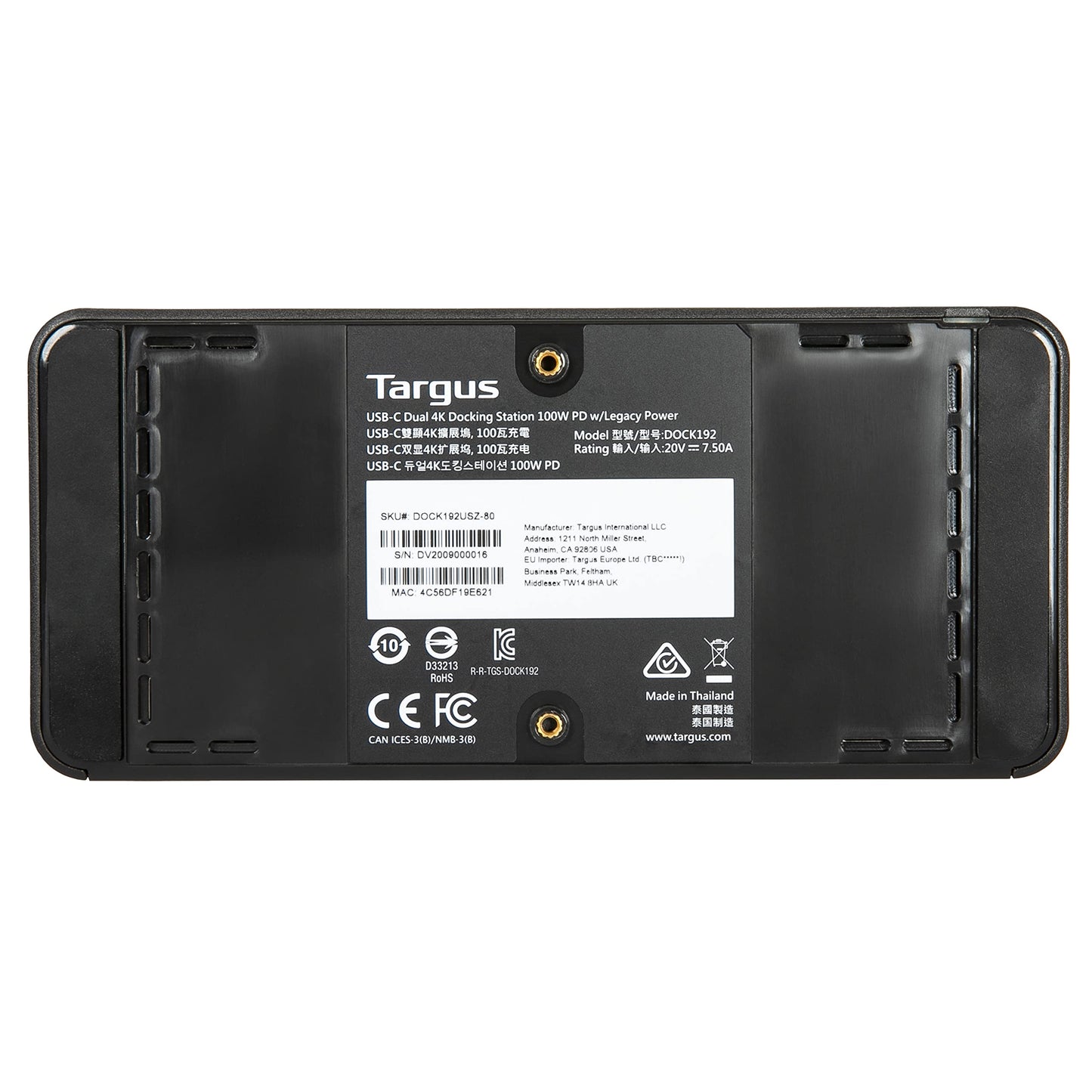 Targus Usb C Docking Station Universal Dv4K, Usb C Laptop Docking Station Dual Monitor 2 Hdmi, With Legacy Host Power Kit, Works