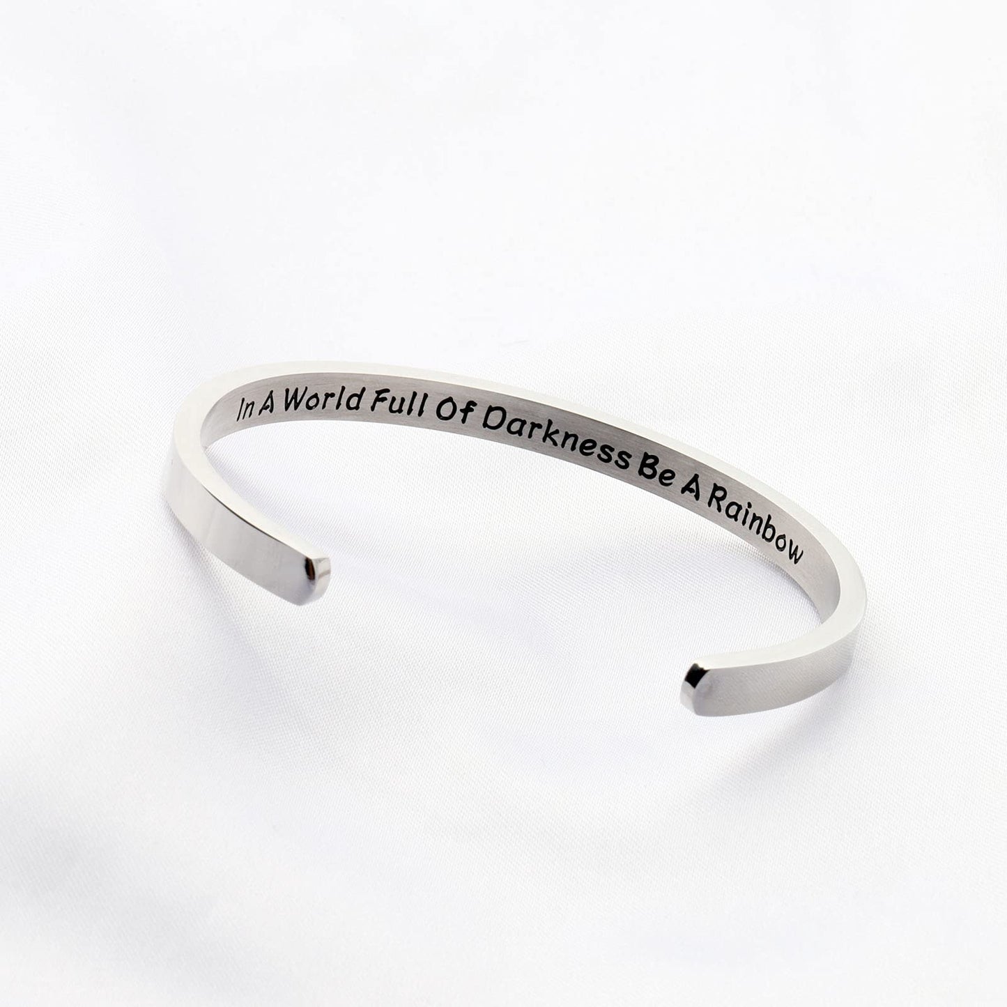 UJIMS LGBT Gay Pride Gift Rainbow Heart Cuff Bracelet In A World Full Of Darkness Be A Rainbow Gay Couple Pride Month Gift (Rain