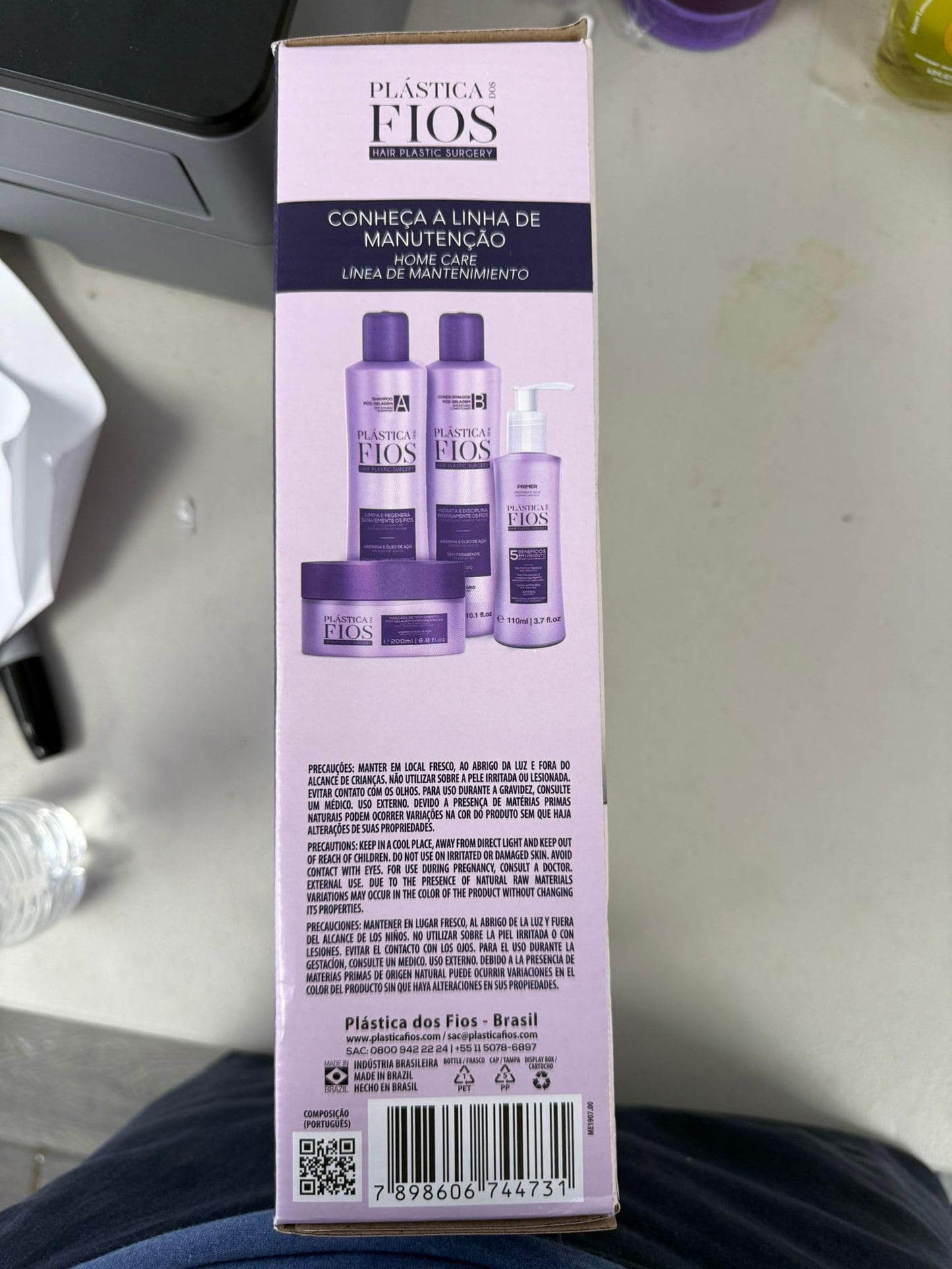 CADIVEU (Set of 4) Home Care Line - Plastica Dos Fios Keratin Hair Smoothing Set: Shampoo, Conditioner, Hair Treatment Mask, Hai