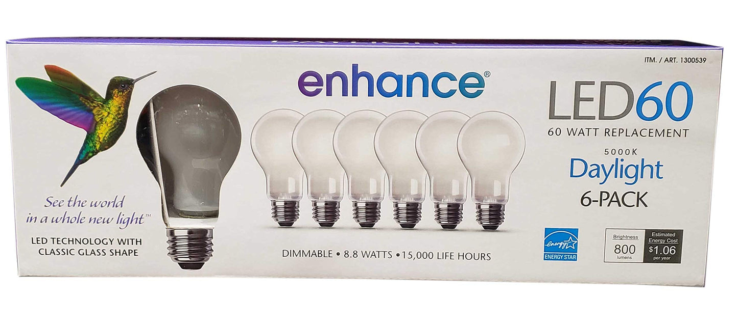 Feit Electric LED Bulbs 60W Replacement Day Light, 6 Count, Model CEOM60/927/LED/6