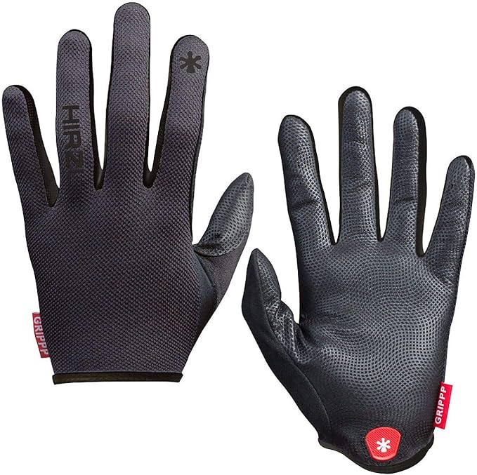 HIRZL Grippp Light FF Leather Bike Gloves, Black/White, Full Finger, Breathable, Ultra Lightweight, Sweat, Water and Abras...