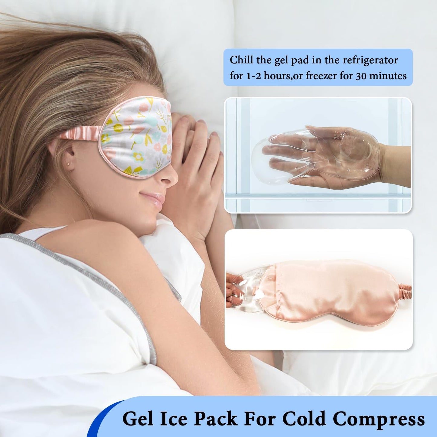 Cooling Eye Mask,Gel Eye Mask for Dark Circles,Migraines,Eye Surgery,Warm Compress for Eyes,Eye Mask for Dry Eyes,Blepharitis & Stye Eye Treatment,3 in 1 Weighted Eye Mask for Sleeping(Yellow)