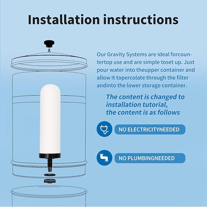 7-inch ceramic water filter Candle,7'' water filter replacement filters with Activated Carbon for Countertop Gravity Water Filter System,Water Cooler Filtration Systems.
