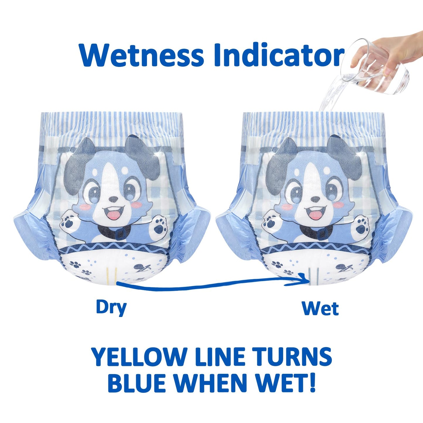 Littleforbig Adjustable Hook-and-Loop Fastener Closure Adult Printed Cloth Back Diaper 10 Pieces - Little Blue BabyFur (Medium 28"-38")