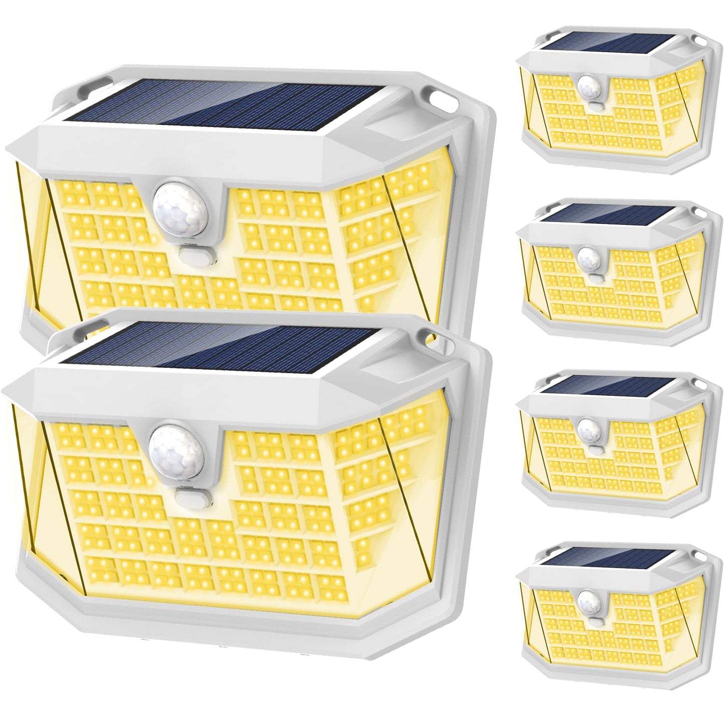 Lansow Solar Motion Lights Outdoor 6 Pack, 188 Led, Ip65 Waterproof, Warm White, 3 Modes, For Yard & Garden