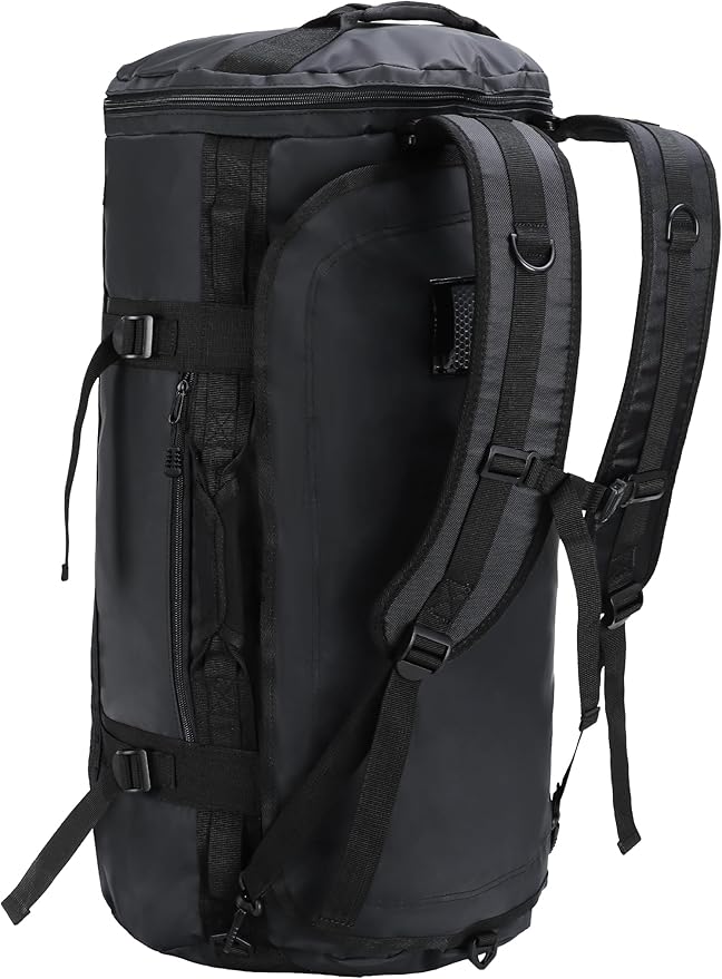 MIER Large Duffel Backpack Sports Gym Bag with Shoe Compartment, Heavy Duty and Water Resistant, Black, 45L