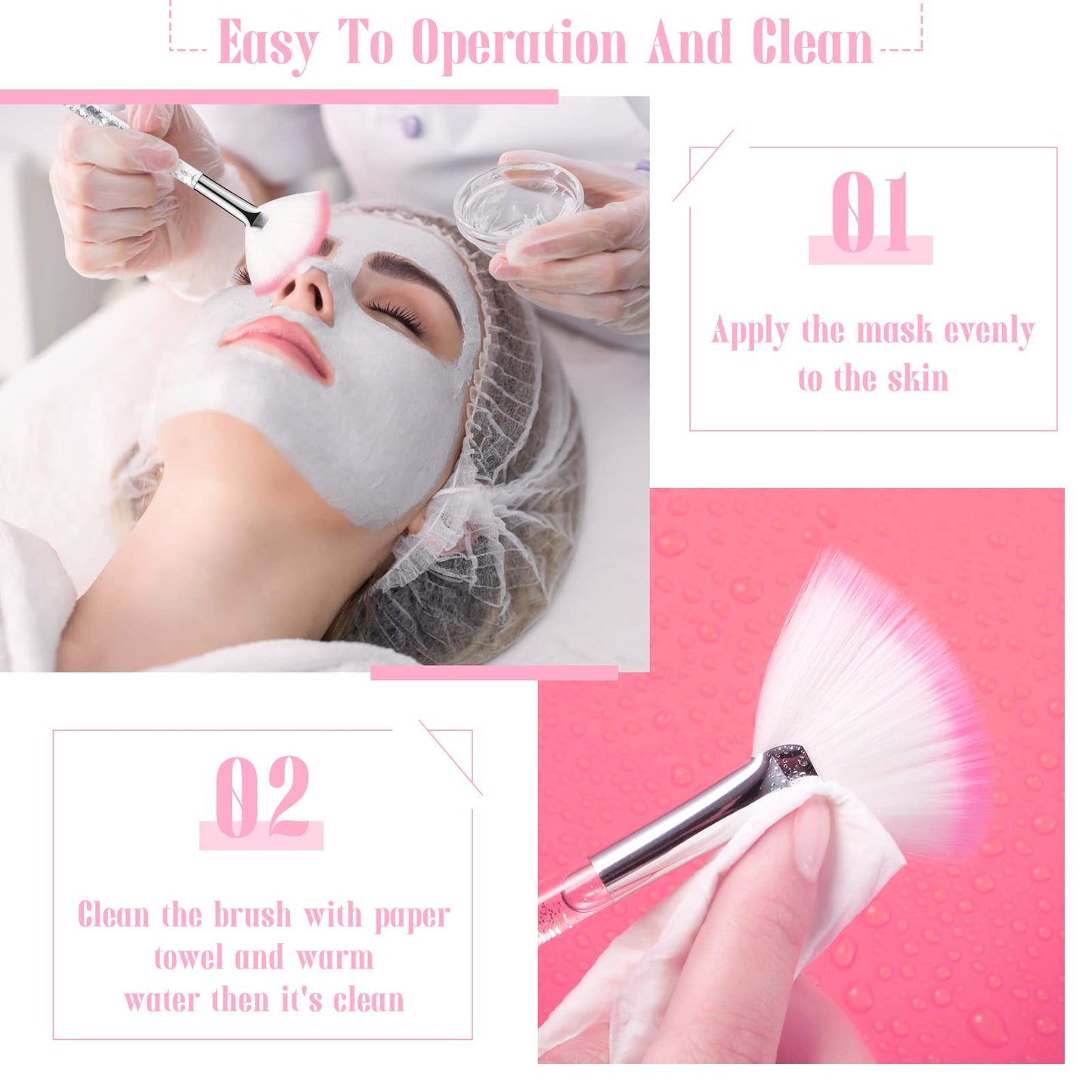 12 Pcs Fan Brushes for Facial Mask Brushes with Glitter Quicksand Handle Cosmetic Facial Fan Brushes Soft Facial Mask Brush Appl
