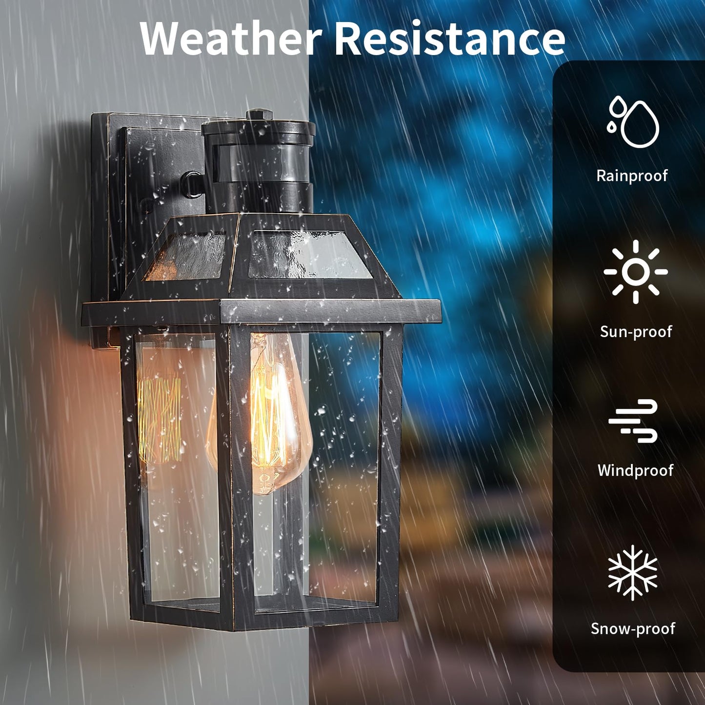Motion Sensor Outdoor Wall Lights  Porch Light Outdoor 3 Lighting Modes  Dusk To Dawn Exterior Light Fixture  Waterproof  Outside Lights For House Front Door Patio Garage 2 Pack (Black)
