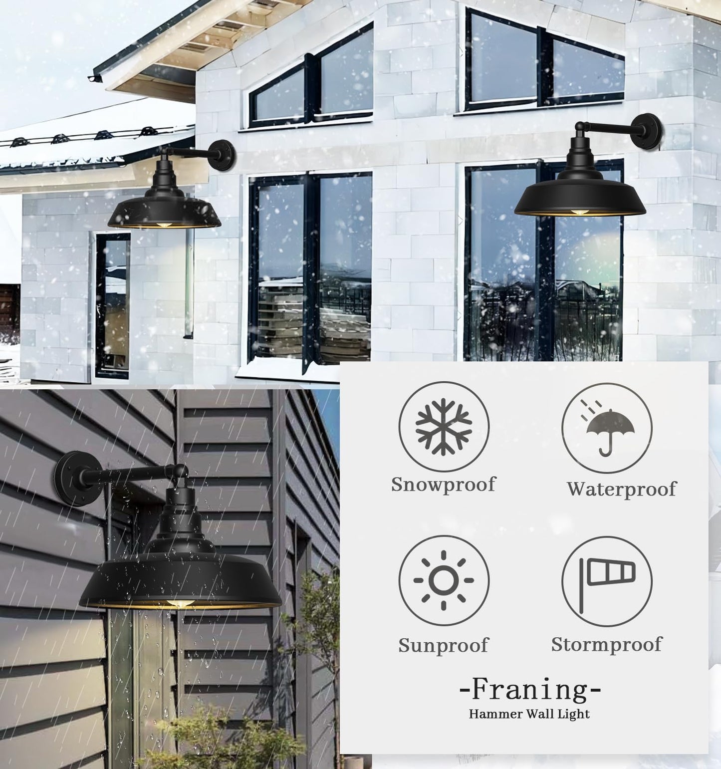 Franing 18 Large Gooseneck Barn Light - Outdoor Barn Light Is Made Of Durable  Rust-Resistant Materials For Long-Lasting Use  Black Industrial Lighting Fixture For Farmhouse Garage Patio