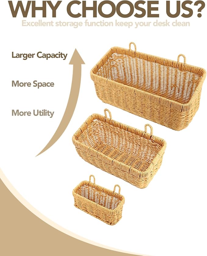 AceList Wall Hanging Basket, Boho Style Hand-Woven Hanging Storage Baskets - Set of 2, Ideal for Boho Room Decor, Kitchen, Garden, and Living Room