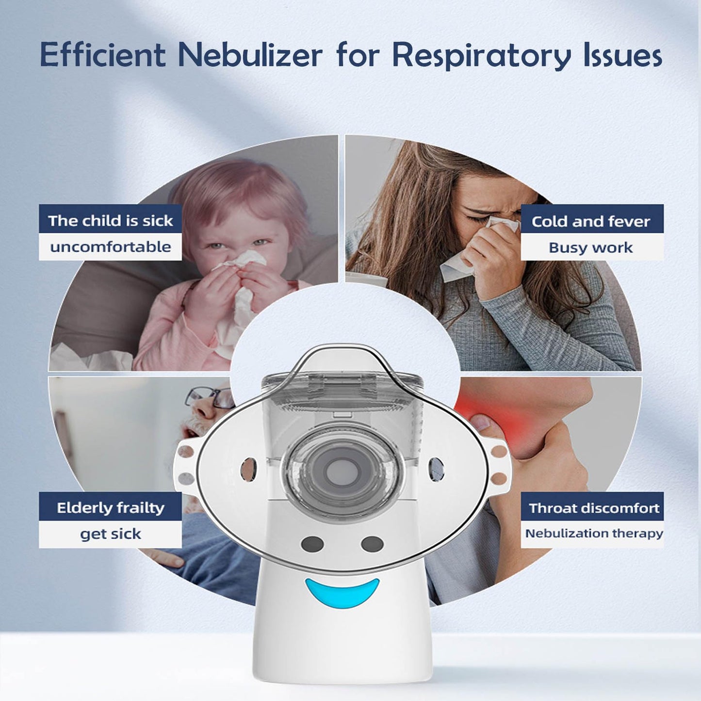 UNOSEKS Portable Nebulizer, Effective Handheld Mesh Nebulizer Machine for Kids Adults, Breathing Machine Nebulizer Inhaler Home Use Travel Friendly