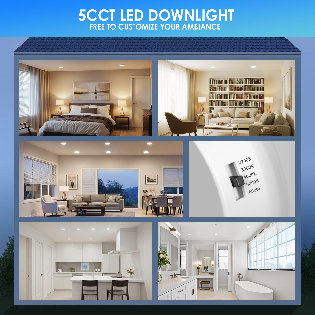ANWIO 4 Inch 48 Pack LED Recessed Lights, 5CCT Selectable, Dimmable, IC Rated, White, Model AN-DLB11-D407T-700