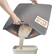 Cat Litter Mat-30"X24" Large Litter Box Mat for Kitty, EVA Honeycomb Double Layer Design, Urine & Waterproof with Unique H...