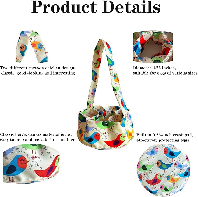 Large Egg Collecting Basket - UKJENT Chicken Egg Gathering Basket Machine Washable, Hold Different Size Eggs Collection Carrier Bag, Fresh Eggs Collector for Chicken Duck Goose, Farm & Home Use