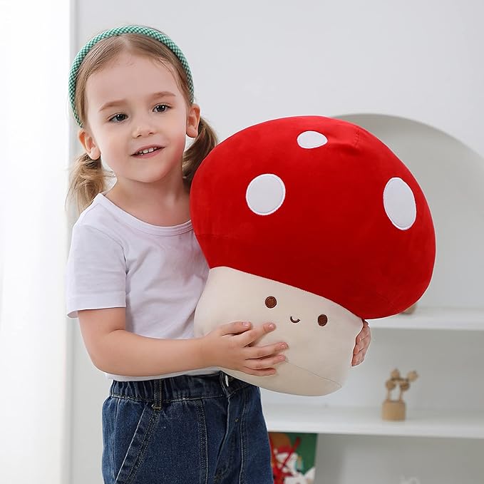 Mushroom Plush, 9 Inch Cute Mushroom Toy Plush Pillow Stuffed Animals, Red Room Decor Gift for Kids Adults