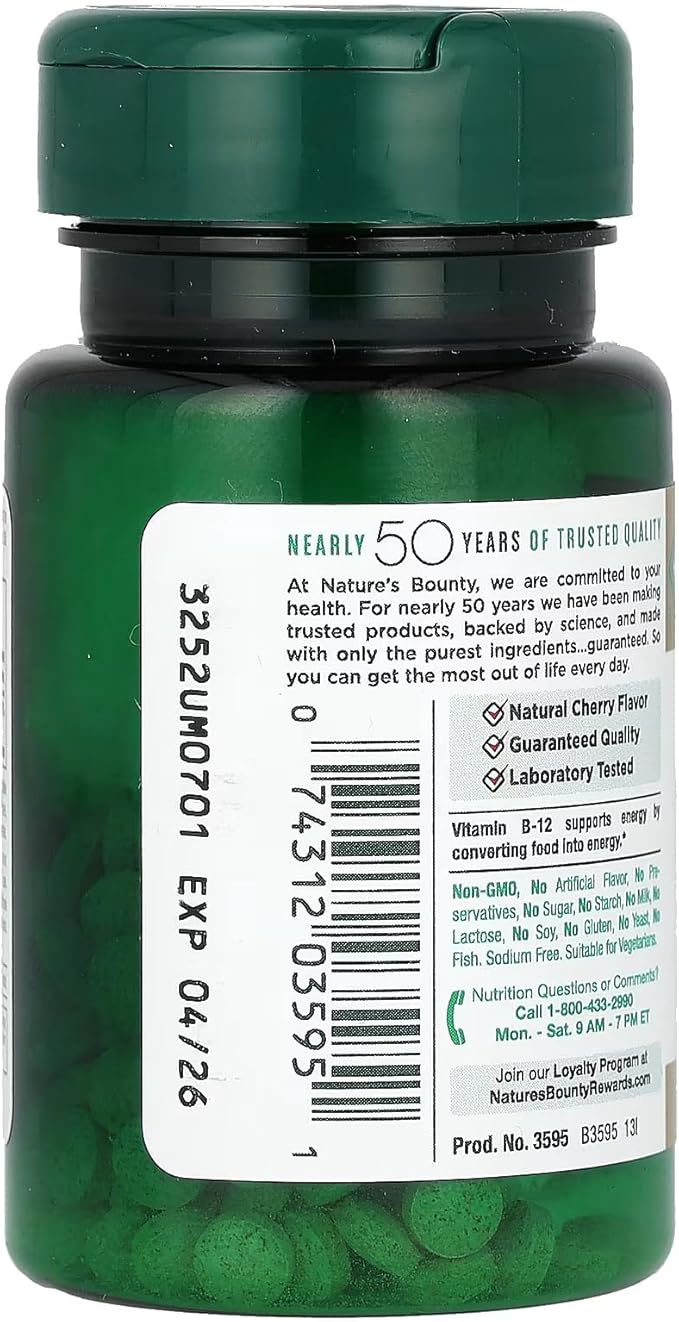 Nature's Bounty Vitamin B-12 500 mcg, 100 ea (Pack of 4)